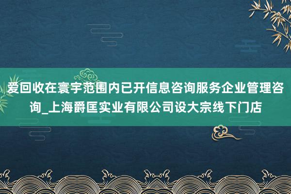 爱回收在寰宇范围内已开信息咨询服务企业管理咨询_上海爵匡实业有限公司设大宗线下门店